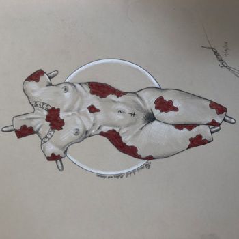 Dessin intitulée "Exorcisme" par William Bernard, Œuvre d'art originale, Crayon