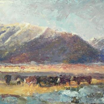 「Mountain Pastures」というタイトルの絵画 William Dunnによって, オリジナルのアートワーク, オイル