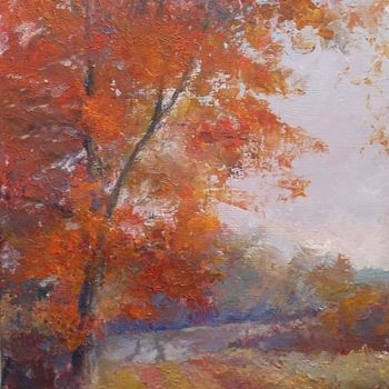 Painting titled "Autumn lane" by William Dunn, Original Artwork, Oil