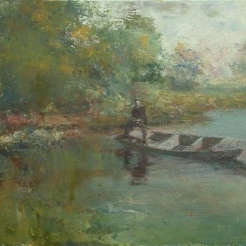 Painting titled "Morning Catch" by William Dunn, Original Artwork, Oil