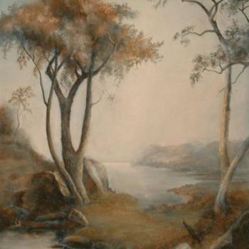 Painting titled "Autumn Shore" by William Dunn, Original Artwork, Oil