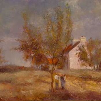 Painting titled "an Orchard at harve…" by William Dunn, Original Artwork, Oil