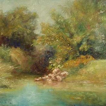 Ζωγραφική με τίτλο "Boomer Creek" από William Dunn, Αυθεντικά έργα τέχνης, Λάδι
