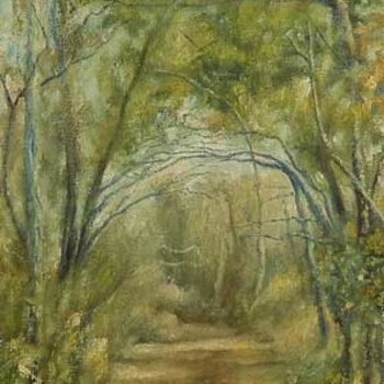 Painting titled "Path into Sanborne" by William Dunn, Original Artwork, Oil