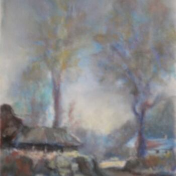 Painting titled "Mountain village" by William Dunn, Original Artwork, Oil