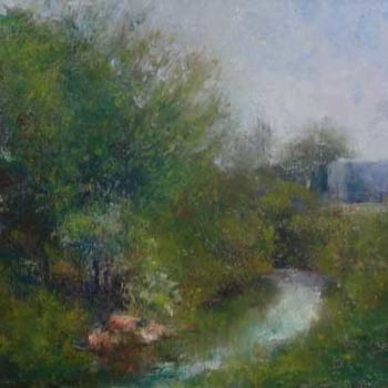 Painting titled "Summer stream" by William Dunn, Original Artwork, Oil