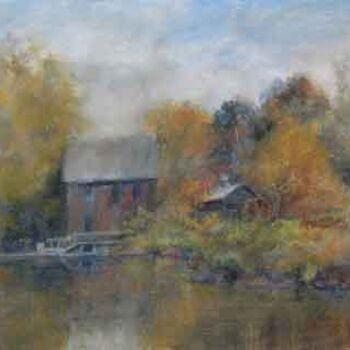 Painting titled "Autumn reflection s…" by William Dunn, Original Artwork, Oil