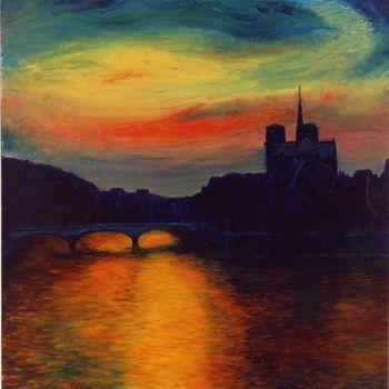 Painting titled "La Seine Paris" by William Earl Singer, Original Artwork