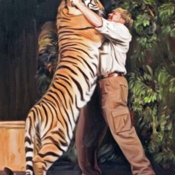 Painting titled "The Tiger Man" by William Everly, Original Artwork, Oil