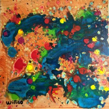 Painting titled "Composition Numéro 2" by Willigo, Original Artwork, Acrylic Mounted on Wood Stretcher frame