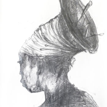 Drawing titled "Portrait 11" by Willy Le Gulluche, Original Artwork, Charcoal