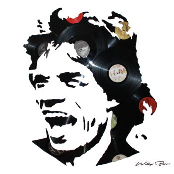 Collages intitolato "MICK JAGGER - Vinyl…" da Willy Bass, Opera d'arte originale, Collages