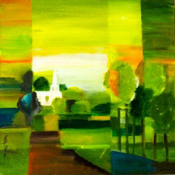 Painting titled "Dutch countryside" by Wil Marino, Original Artwork, Acrylic