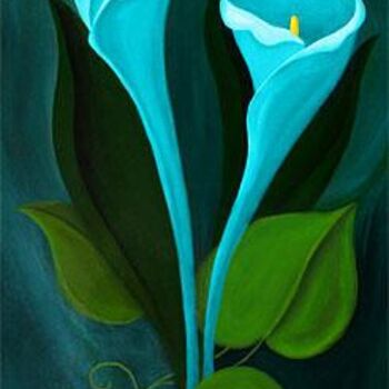 Картина под названием "Moonlit Callas" - Jeanette Wilson, Подлинное произведение искусства, Масло