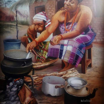Картина под названием "The Real African Man" - Wilson Felix Olugu, Подлинное произведение искусства, Масло