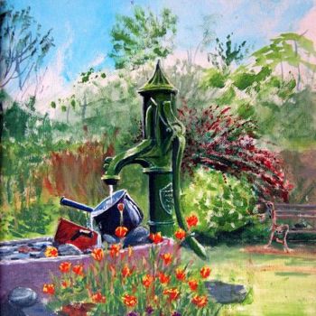 Painting titled "The Old Pump" by Wilt, Original Artwork, Oil