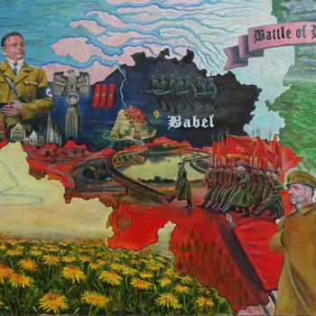 Pintura intitulada "Battle of Belgium" por Wim Carrette, Obras de arte originais, Óleo
