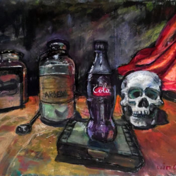 Schilderij getiteld "Black Poison" door Wim Carrette, Origineel Kunstwerk, Olie