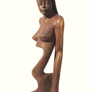 Скульптура под названием "Lovely abstract girl" - Wim Van Mossevelde, Подлинное произведение искусства, Дерево