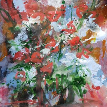 Pittura intitolato "Flowers in a vase #4" da Wimvandewege, Opera d'arte originale, Acrilico