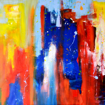 Painting titled "Abstract summercolo…" by Wimvandewege, Original Artwork, Acrylic Mounted on Wood Stretcher frame