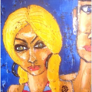 Painting titled "Les jeunes manouches" by Delphine Winzer, Original Artwork, Oil