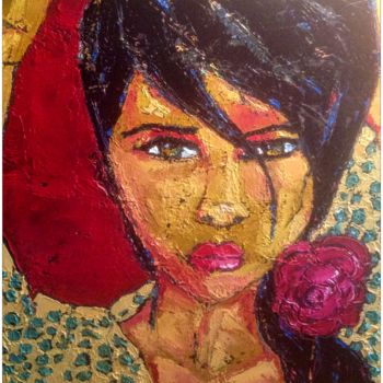 Картина под названием "La fille du gitan" - Delphine Winzer, Подлинное произведение искусства, Масло