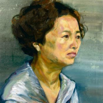 Painting titled "Portrait de chinois…" by Rubis Xu, Original Artwork, Oil