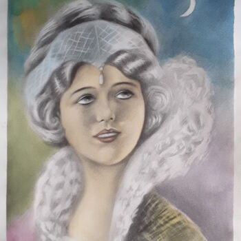 Pittura intitolato "Moonlight Girl" da Winfried Musial, Opera d'arte originale, Acquarello