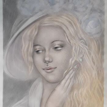 Painting titled "Lovely Dreamer" by Winfried Musial, Original Artwork, Watercolor