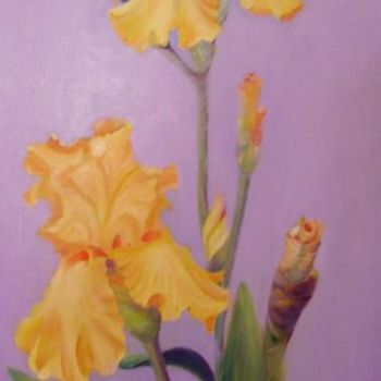 Painting titled "Les Iris jaunes" by Maïté Wininger/Trotot, Original Artwork