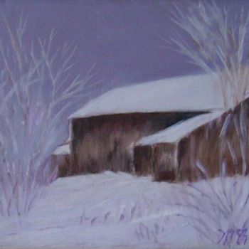 Painting titled "CABANE SOUS LA NEIGE" by Maïté Wininger/Trotot, Original Artwork