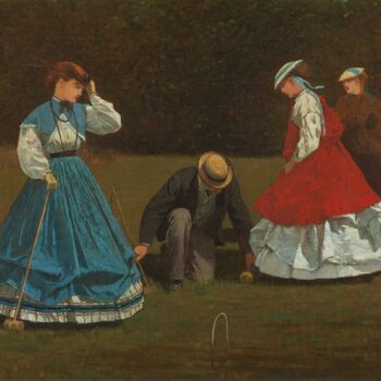Peinture intitulée "Scène de Croquet" par Winslow Homer, Œuvre d'art originale, Huile
