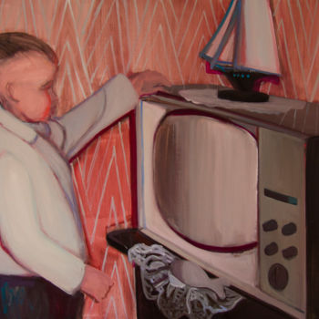 Painting titled "TV" by Wioleta Rzążewska, Original Artwork, Oil
