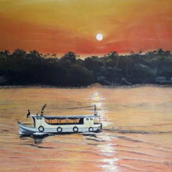 Pintura titulada "Por do sol marajoara" por Wiris Silva Dos Santos, Obra de arte original, Oleo