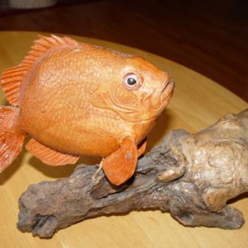 雕塑 标题为“fish.bluegill” 由Jim Calder, 原创艺术品, 木