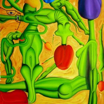 Painting titled "T Bathers" by Jon Neal, Original Artwork