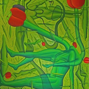 Painting titled "V of Green" by Jon Neal, Original Artwork