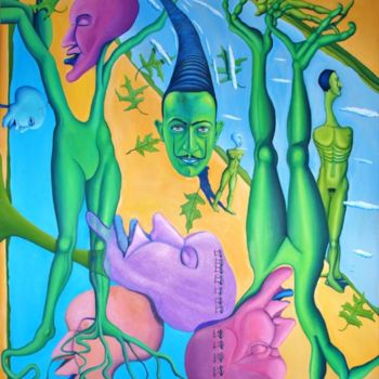 Painting titled "Green Dali" by Jon Neal, Original Artwork
