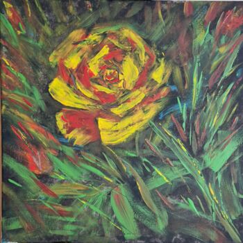 Картина под названием "Роза" - Wladimir Zizilin, Подлинное произведение искусства, Акрил