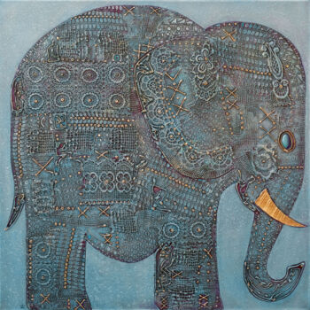 Картина под названием "Elefant 3, original…" - Wlad Safronow, Подлинное произведение искусства, Акрил Установлен на Деревянн…
