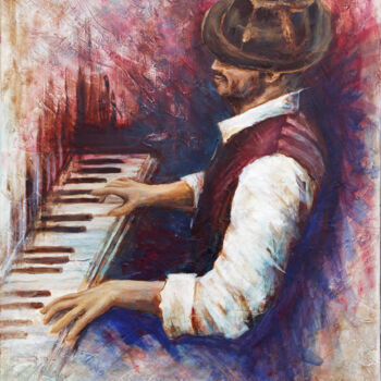 Malarstwo zatytułowany „Jazz Piano” autorstwa Wladimir Lewtschenko, Oryginalna praca, Olej