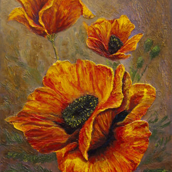 Malerei mit dem Titel "poppies 03" von Wladimir Lewtschenko, Original-Kunstwerk, Öl