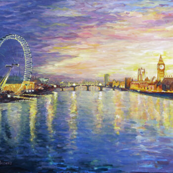Malarstwo zatytułowany „Twilight in London” autorstwa Wladimir Lewtschenko, Oryginalna praca, Akryl