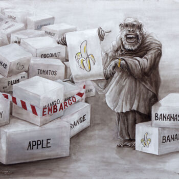 Painting titled "Banana Republick" by Wladimir Lewtschenko, Original Artwork, Acrylic