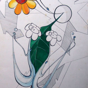 Desenho intitulada "trilogia-das-flores…" por Wladinir Luz Jr, Obras de arte originais