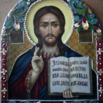 Картина под названием "Исус Христос" - Włodzimierz Biegański, Подлинное произведение искусства, Масло