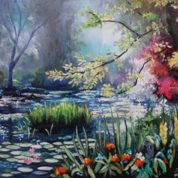 Painting titled "à giverny" by Martine Woellet, Original Artwork, Oil