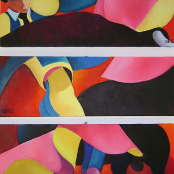 Картина под названием "toréro" - Martine Woellet, Подлинное произведение искусства, Масло Установлен на Деревянная рама для…