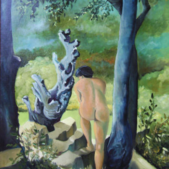 Painting titled "curiosité" by Martine Woellet, Original Artwork, Oil